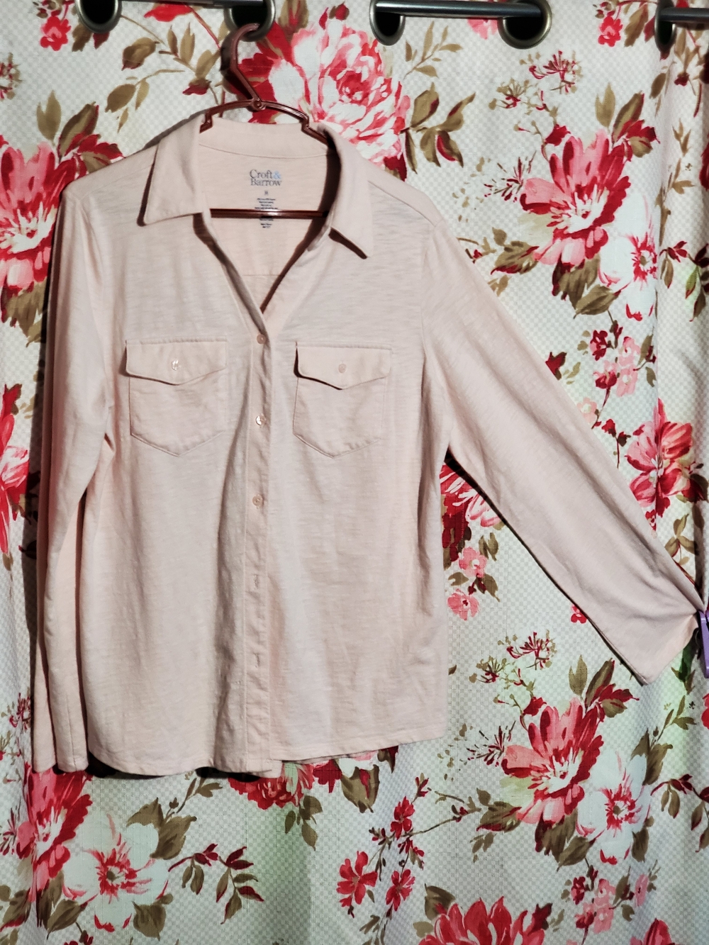croft & barrow Light Pink Button-Down Collared Shirt